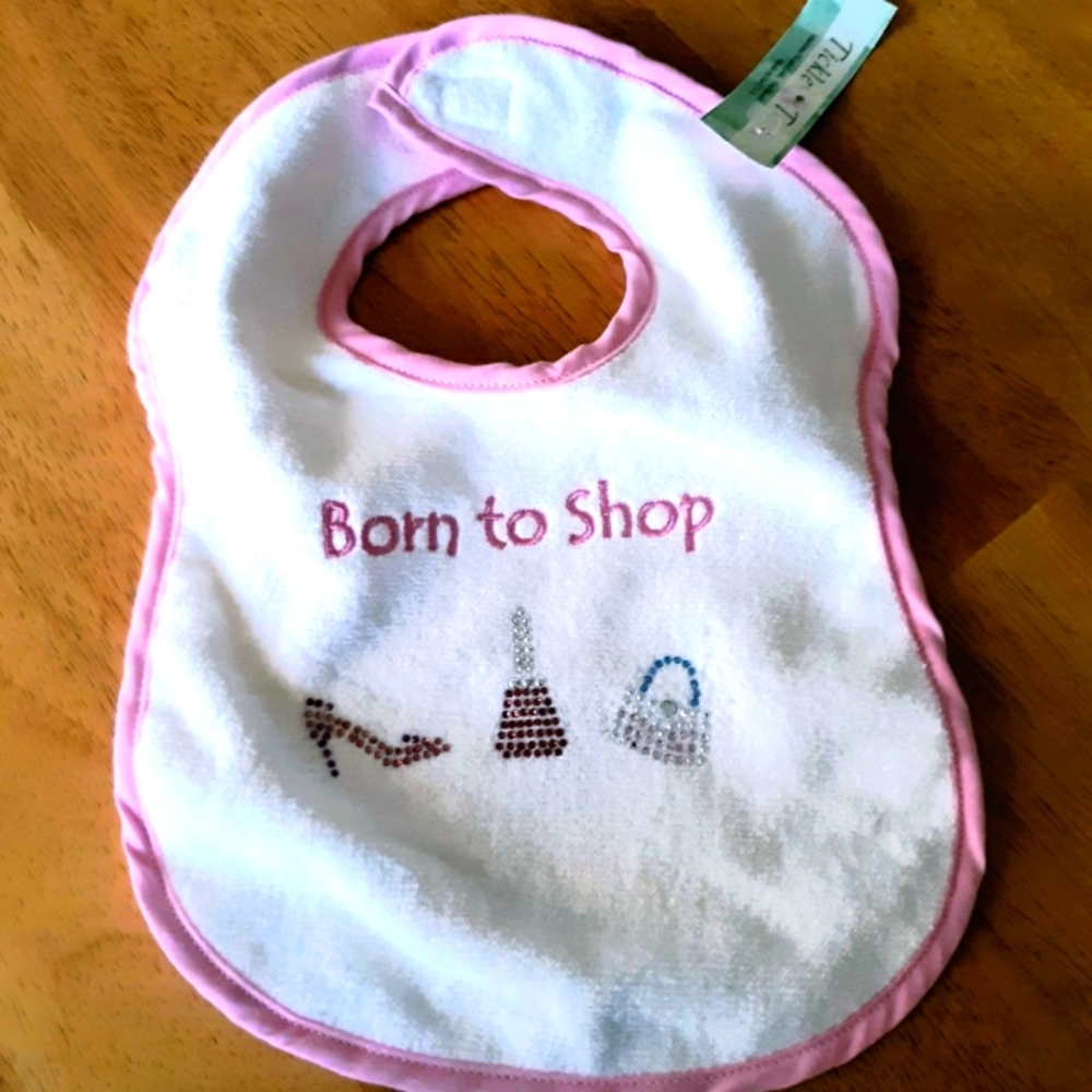 NEW BABY'S BIB ONE SIZE TICKLE TOES EMBELLISHED RHINESTONES